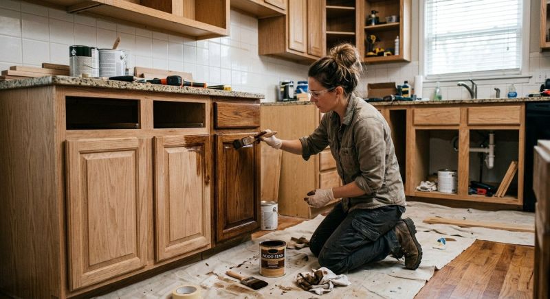 Kitchen Cabinet Staining in Bloomington, IN
